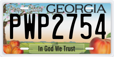 GA license plate PWP2754