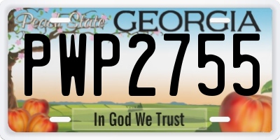 GA license plate PWP2755