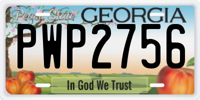 GA license plate PWP2756