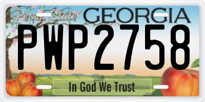 GA license plate PWP2758