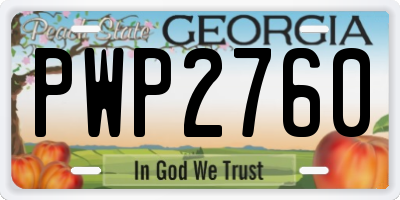 GA license plate PWP2760