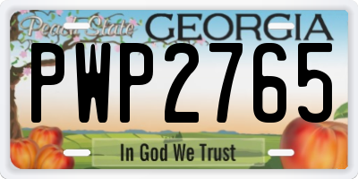 GA license plate PWP2765