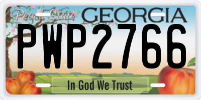GA license plate PWP2766