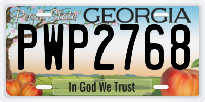 GA license plate PWP2768
