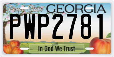 GA license plate PWP2781