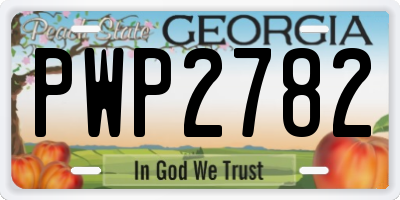 GA license plate PWP2782