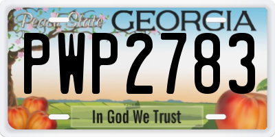 GA license plate PWP2783