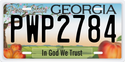 GA license plate PWP2784