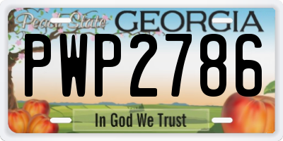 GA license plate PWP2786