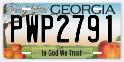 GA license plate PWP2791