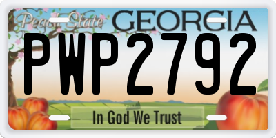 GA license plate PWP2792