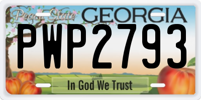 GA license plate PWP2793