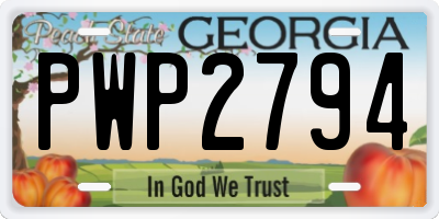 GA license plate PWP2794