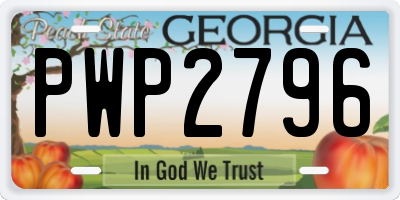GA license plate PWP2796