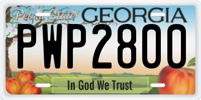 GA license plate PWP2800