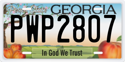 GA license plate PWP2807