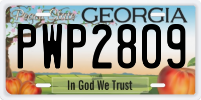 GA license plate PWP2809