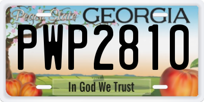 GA license plate PWP2810