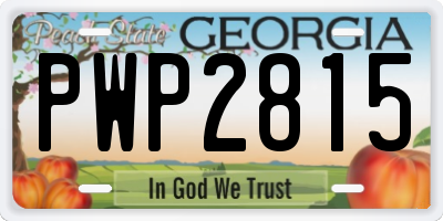 GA license plate PWP2815