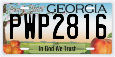 GA license plate PWP2816