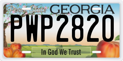 GA license plate PWP2820