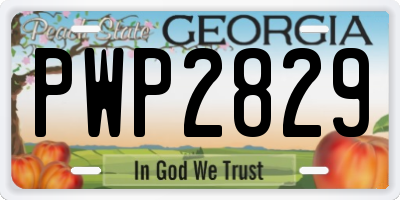 GA license plate PWP2829