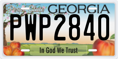 GA license plate PWP2840