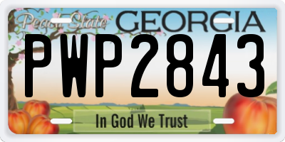 GA license plate PWP2843