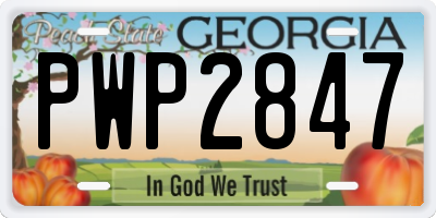 GA license plate PWP2847