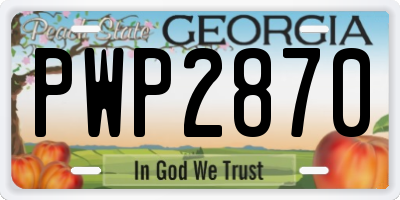 GA license plate PWP2870