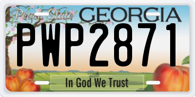 GA license plate PWP2871