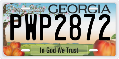 GA license plate PWP2872