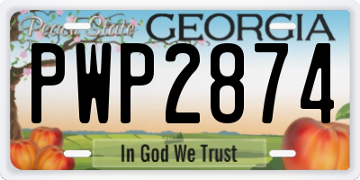 GA license plate PWP2874