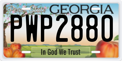 GA license plate PWP2880