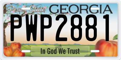 GA license plate PWP2881