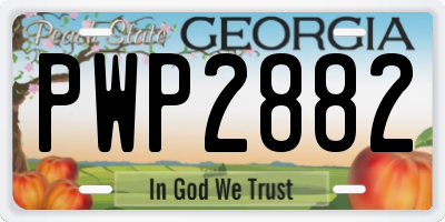 GA license plate PWP2882