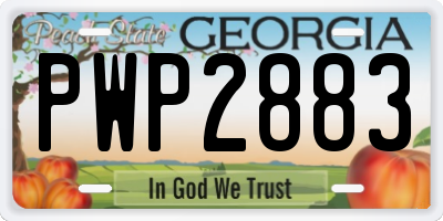 GA license plate PWP2883