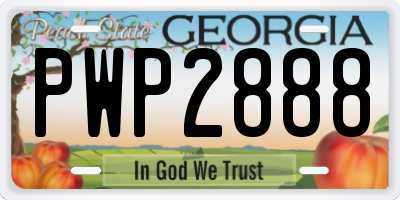 GA license plate PWP2888