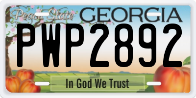 GA license plate PWP2892