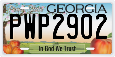 GA license plate PWP2902