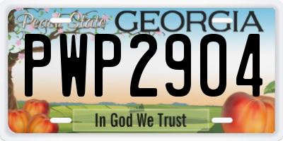 GA license plate PWP2904