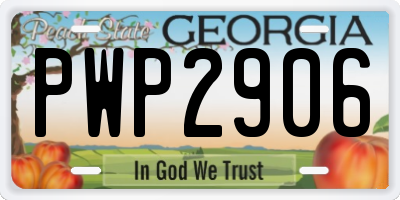 GA license plate PWP2906