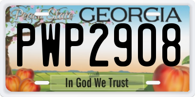 GA license plate PWP2908