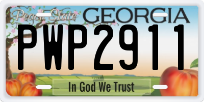 GA license plate PWP2911