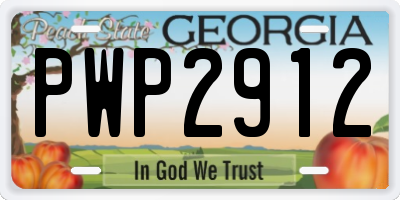 GA license plate PWP2912