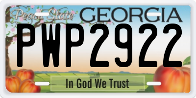 GA license plate PWP2922
