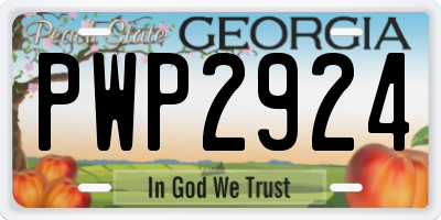 GA license plate PWP2924