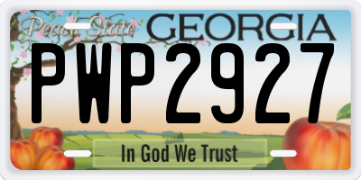 GA license plate PWP2927