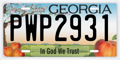 GA license plate PWP2931