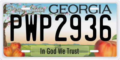 GA license plate PWP2936